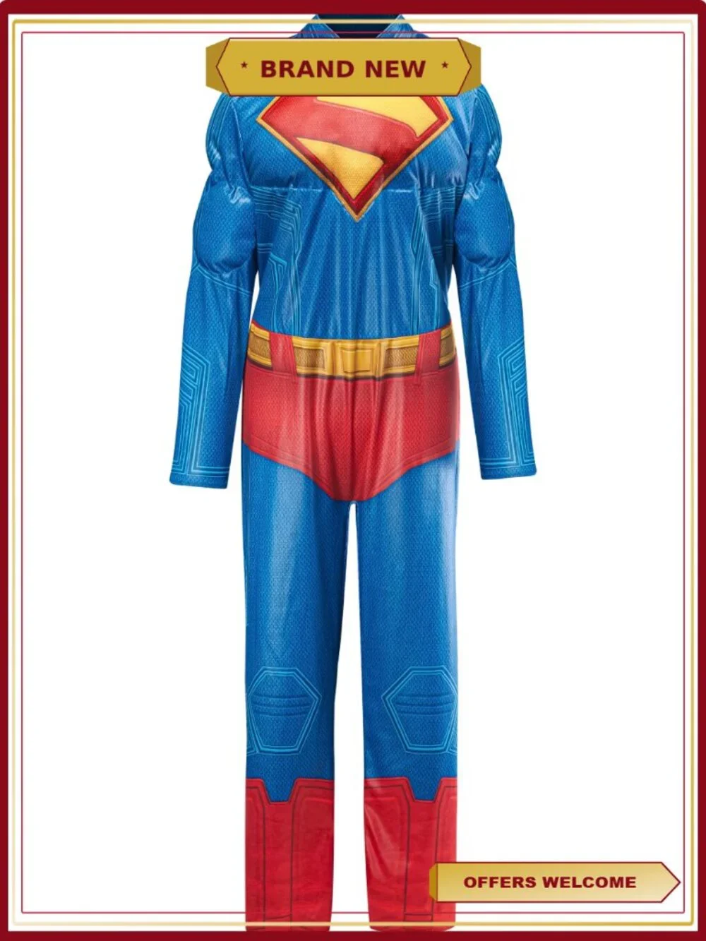 Rubies Superman Muscle Chest Halloween Costume Boys Size L 10/12
